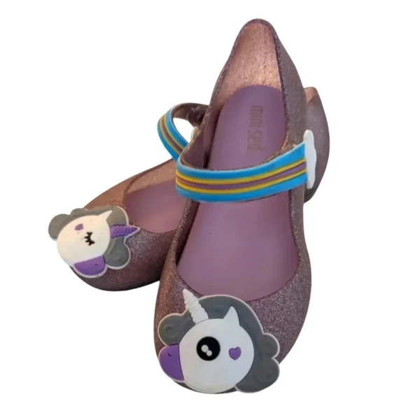 Mini Sed Mary Jane Toddler Girls' Unicorn Glitter Jelly Shoes Sizes 11.5 Purple - Picture 4 of 7